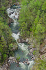 Kayaks on Toccoa River Below the Falls