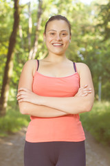 Fototapeta premium Fitness Happy Healthy Young Woman Outdoor