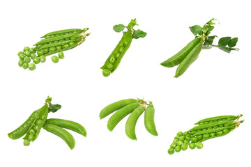 Set of green peas.Isolated.