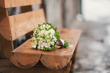 Bouquet on the bench