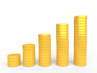 3d gold coins stack