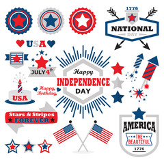 American Happy Independence Day design elements set
