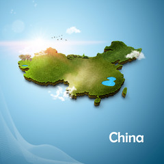 Realistic 3D Map of China