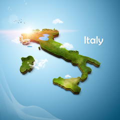 Realistic 3D Map of Italy