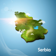 Realistic 3D Map of Serbia