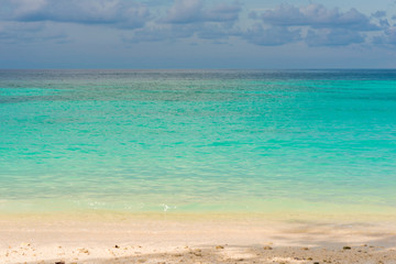 Fototapeta na wymiar Blue sky with beach and tropical sea