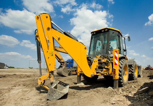 Excavator at construction site