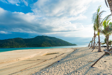 Beach and tropical Andaman sea with blue sky