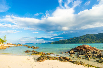 Beach and tropical Andaman sea with blue sky