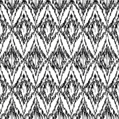 Vector seamless black and white ikat ethnic pattern