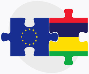 European Union and Mauritius Flags in puzzle