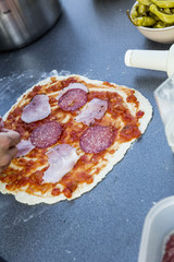 handmade salami pizza