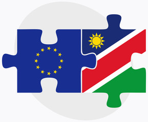 European Union and Namibia Flags in puzzle