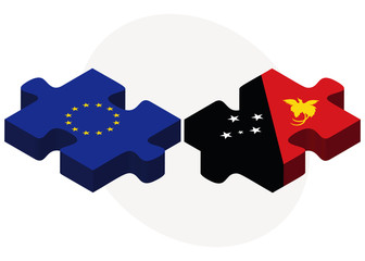 European Union and Papua New Guinea Flags
