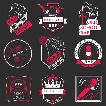 Set of Vector logos and Badges Rap Music