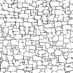 Seamless wall from stones of different sizes (drawn with ink). - 84854088