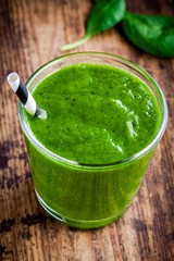 Healthy green spinach smoothie