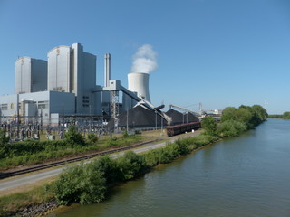 Coal-fired power plant in Hanover, Germany. With rail connections for coal delivery.