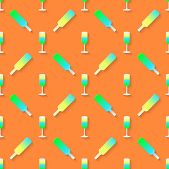 Vector 3d seamless pattern with color alcohol cocktail mix. Minimalistic orange background for decoration, wallpaper and print. Eps10