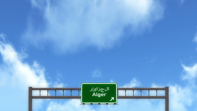 Passing under Alger Algeria Highway Road Sign 
  