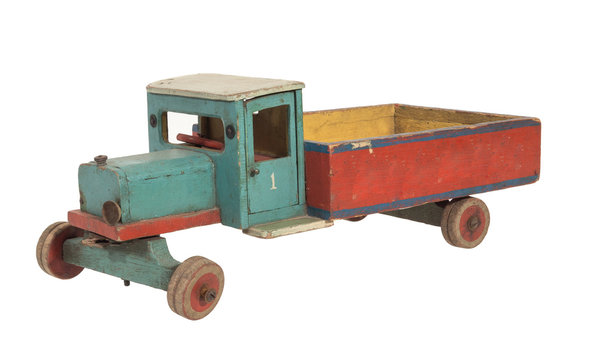 alter Spielzeug laster, lkw, lastwagen aus holz