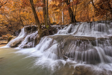 Waterfall in autumn season
