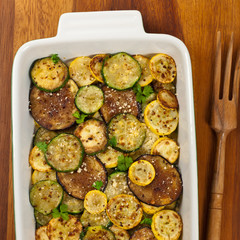 Sauteed Vegetables With Parmesan Cheese. Selective focus.