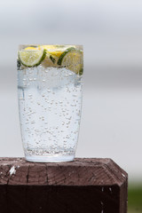 Sparkling water with lemon and lime