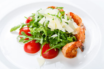 Restaurant healthy food - fresh salad with salmon
