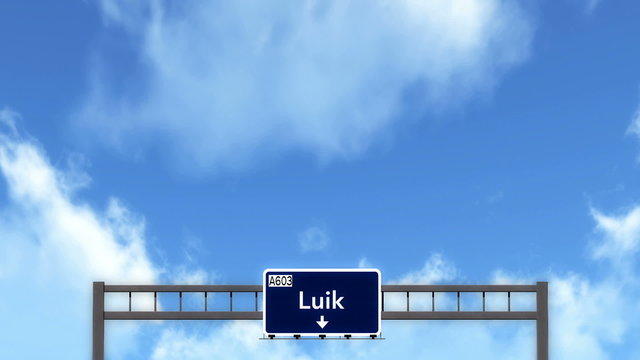 Passing under Luik Belgium Highway Road Sign 
  
