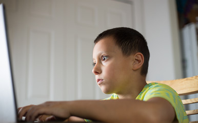 Fototapeta na wymiar Young boy playin on computer.