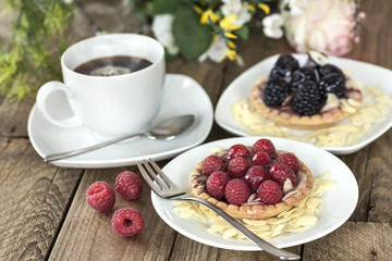 Kleine Mürbeteig - Küchlein mit Himbeeren, in Frankreich genannt Tartelettes