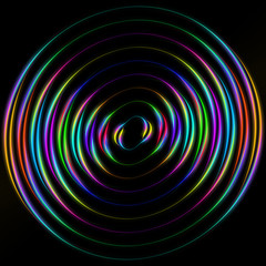 colored circles on a black background