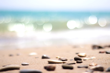 The seashore with stones selective focus

