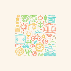 Vector illustration with summer icons