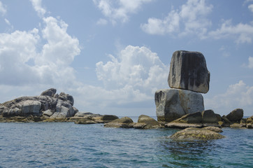 Stacked big stone made by nature, Koh Lipe, Satun, Thailand.