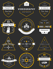 Naklejka premium Vector set of badges Photography and Videography