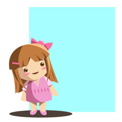 girl blue background great for any use. Vector EPS10.