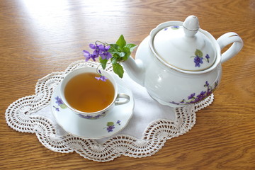china tea service with violets