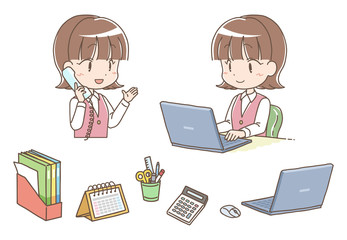 オフィス事務員・女〈文具セット付〉