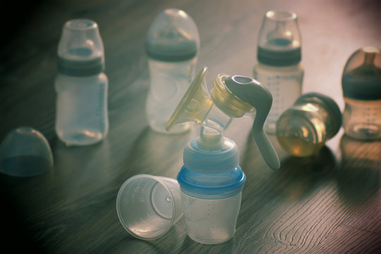 breast and baby bottles