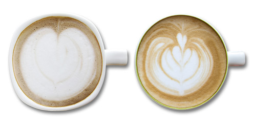 coffee cup isolated on white, top view