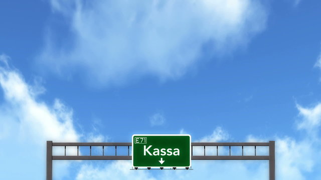 Passing under Kassa Slovakia Highway Road Sign 
  