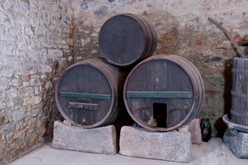 Three old casks