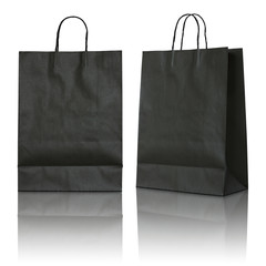 black paper bag on white background