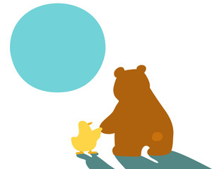 little duck hold hand big bear vector