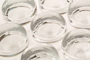 Close up of bottom of water glasses