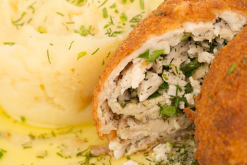 Traditional Russian cuisine - homemade meat patties (zrazy) stuf