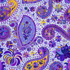 Vintage floral motif ethnic seamless background.