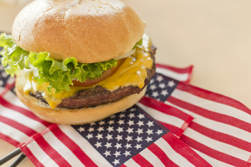American Flag Cheeseburger